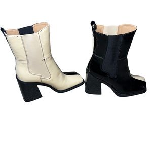 Circus by Sam Edelman Lauren Ankle Black Boots Two Tone Patchwork